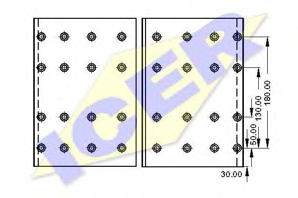 ICER 19915 Комплект гальмівних черевиків, барабанні гальма
