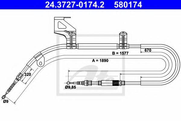 VAG 3B0609721F Трос, стоянкова гальмівна система