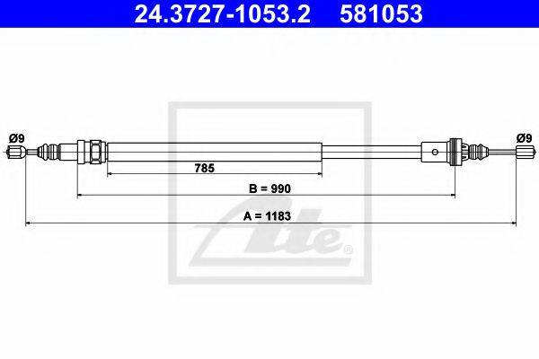 PEX 41454 Трос, стоянкова гальмівна система