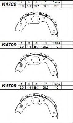 ASIMCO K4709 Комплект гальмівних колодок
