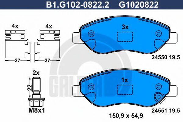 GALFER 24551 Комплект гальмівних колодок, дискове гальмо