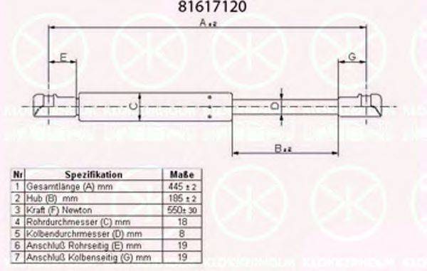 TOYOTA 68960-09250 Газова пружина, кришка багажника